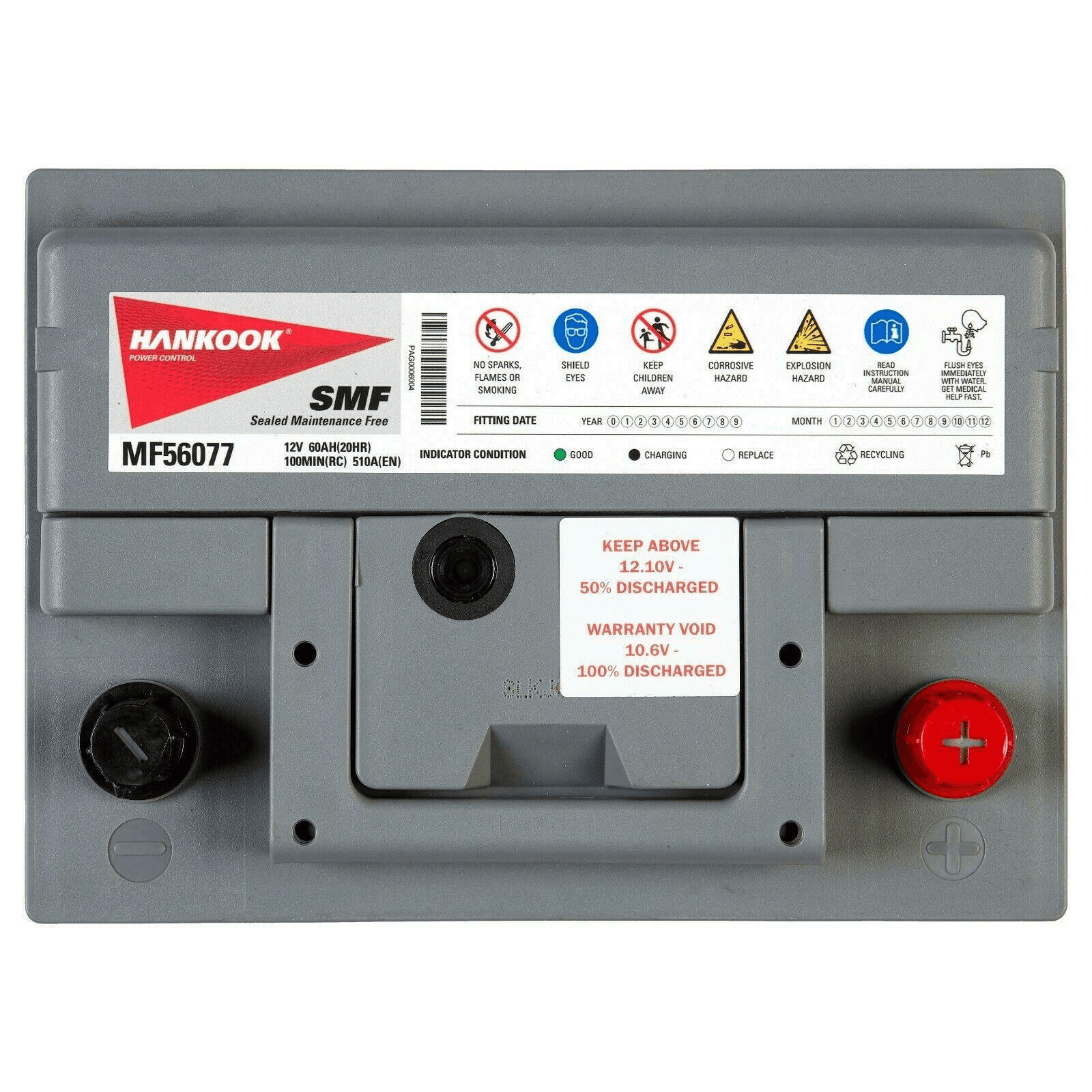 12V 60Ah Batterie de Démarrage Pour Voiture, Hankook 56077 - 242 x 174 x 175mm - Photo 1