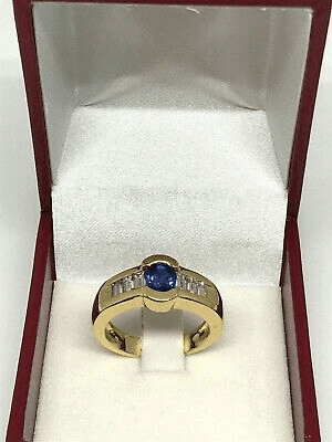 Bague femme en or jaune 18 carats saphir et diamants - Photo 1