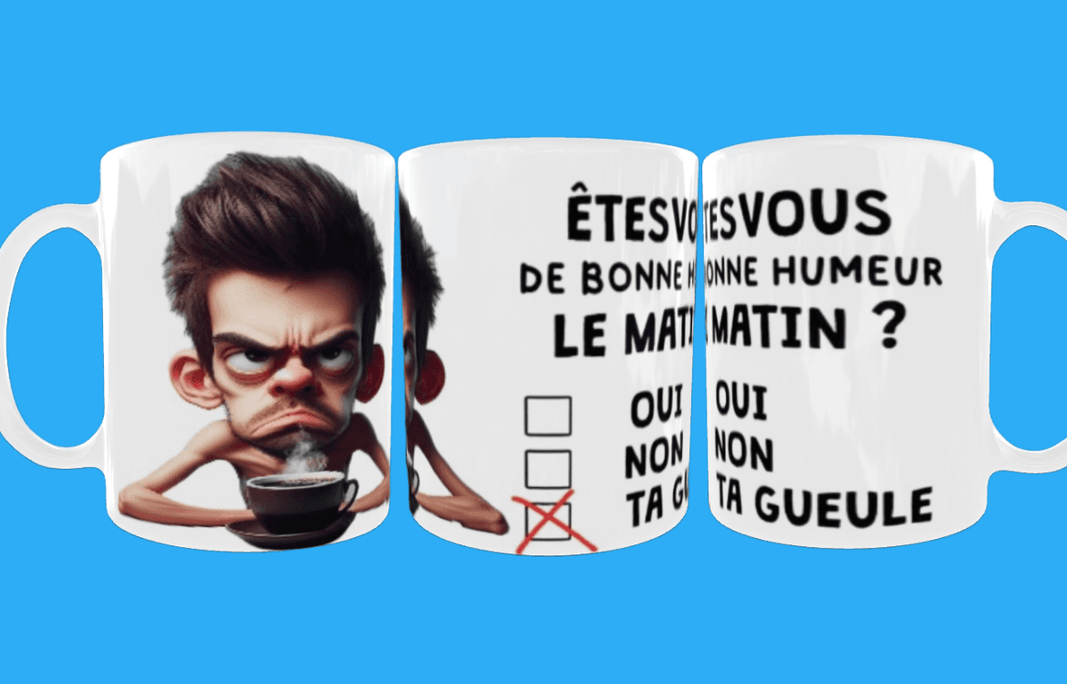 Tasse à café humoristique 'Homme grincheux' - Photo 1