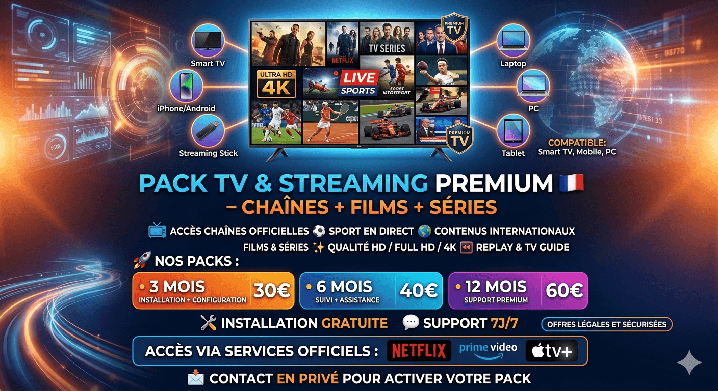Pack TV & Streaming Premium - Chaînes, Films et Séries - Photo 1