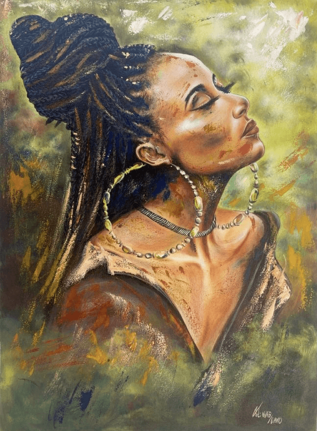 Tableau peinture à huile ( femme africaine) - Photo 1