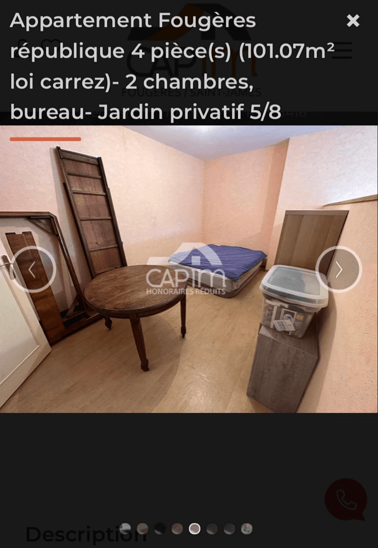 Appartement Fougères république 4 pièce(s) (101.07m² loi carrez)- 2 chambres, bureau- Jardin privati - Photo 1