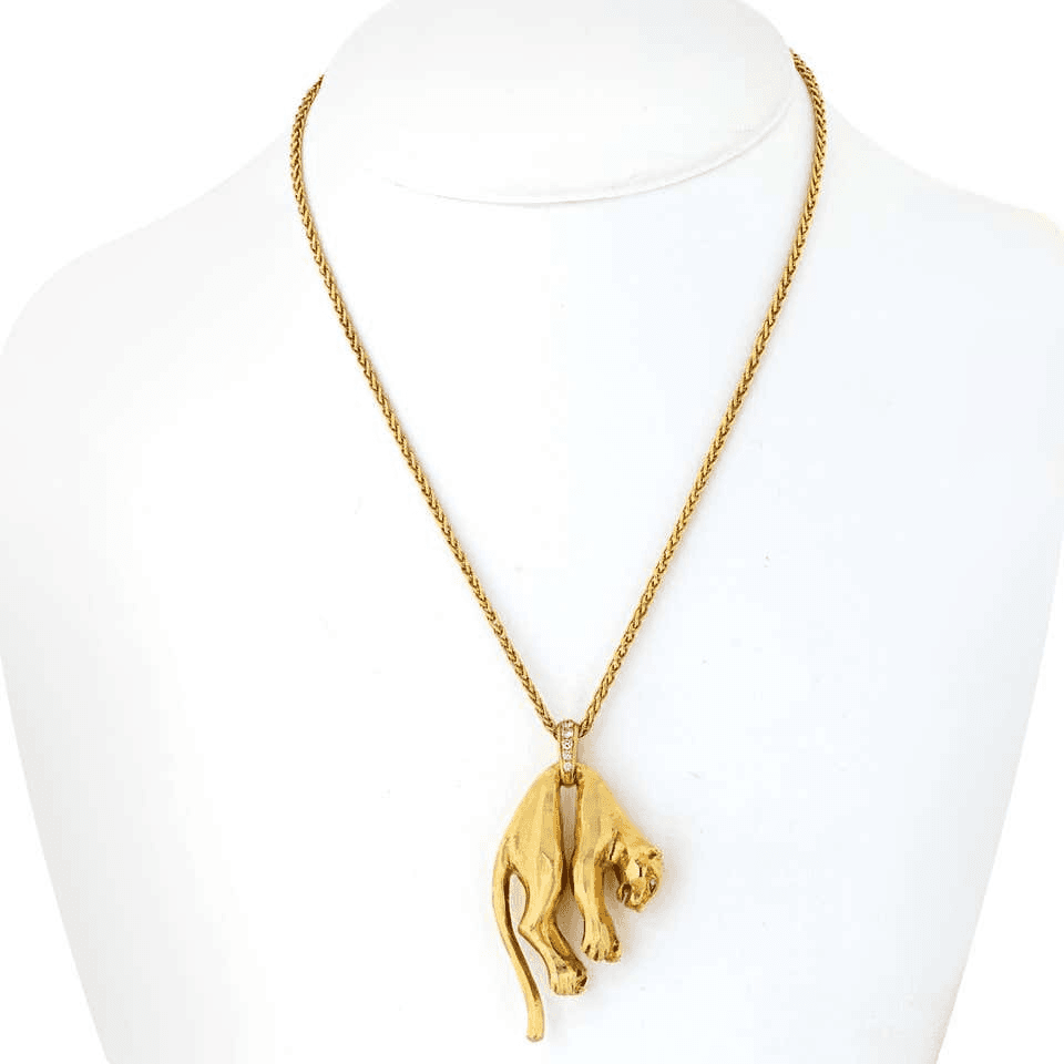 Cartier Collier pendentif panthère vintage en or jaune 18 carats sur chaîne Cartier - Photo 1