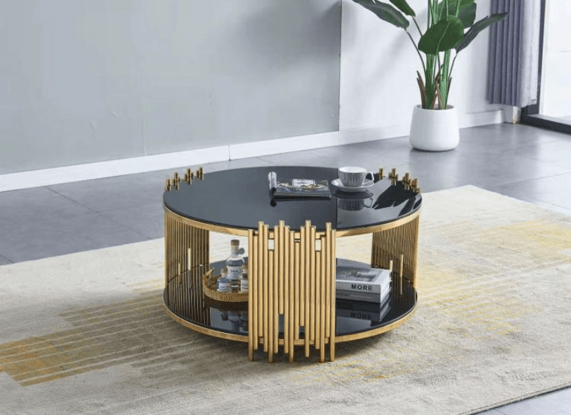 Table basse noir /dore - Photo 1