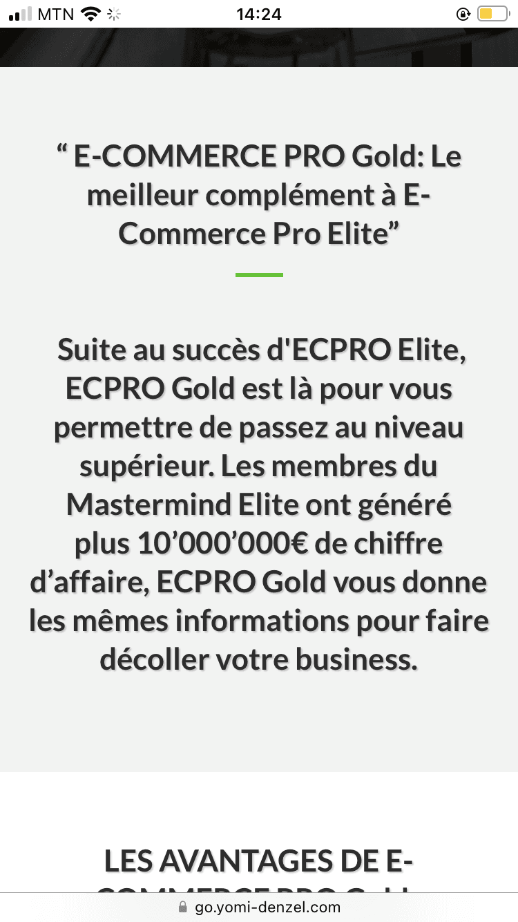 Formation ecom prom gold de yomi Denzel
