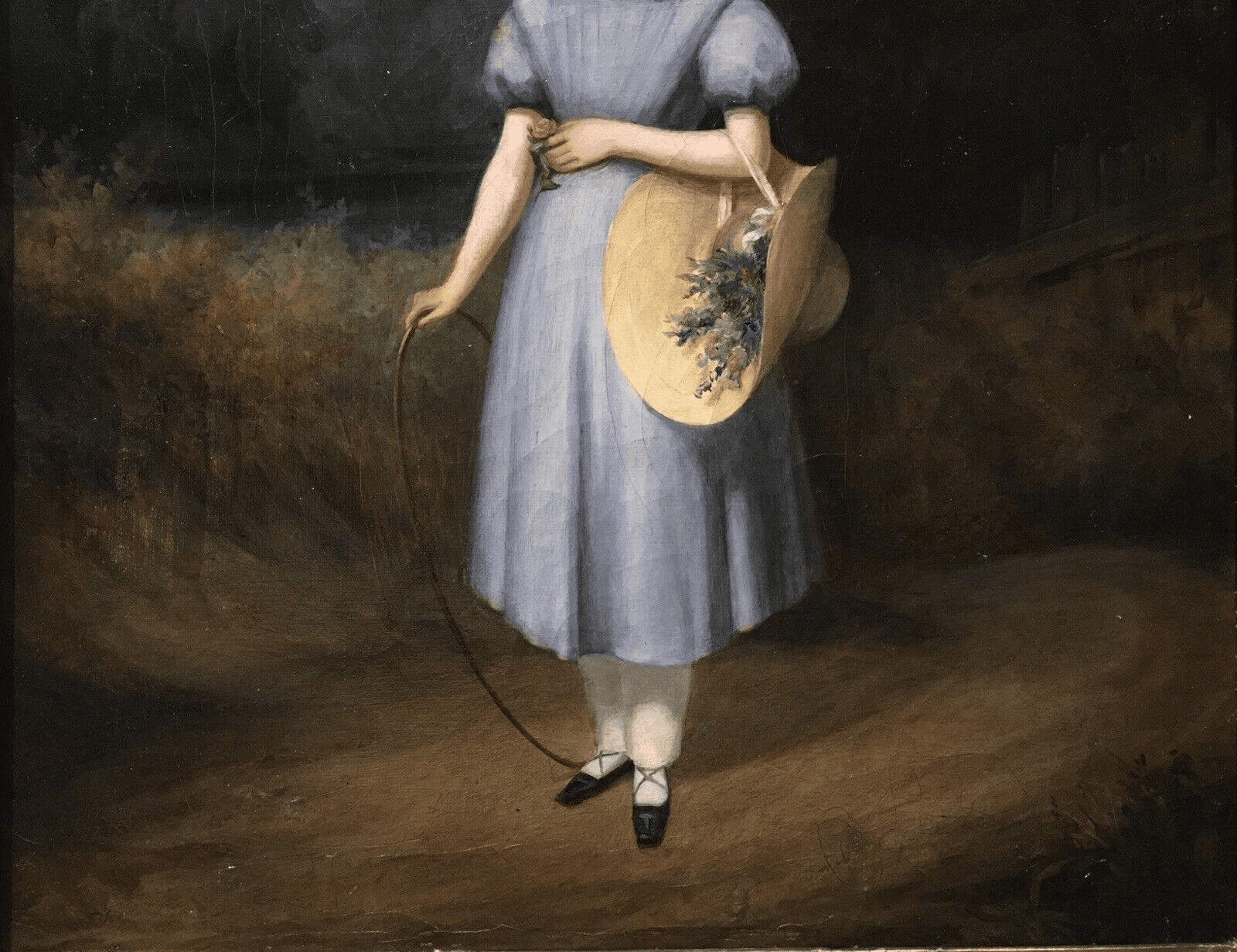 Tableau Peinture Cadre 19ème XIXème Portrait jeune fille Bourgeoisie rare ancien - Photo 1