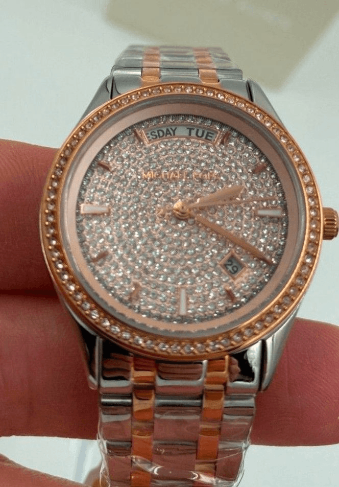 Michael Kors montre femme acier inoxydable argent or rose pierres... - Photo 1