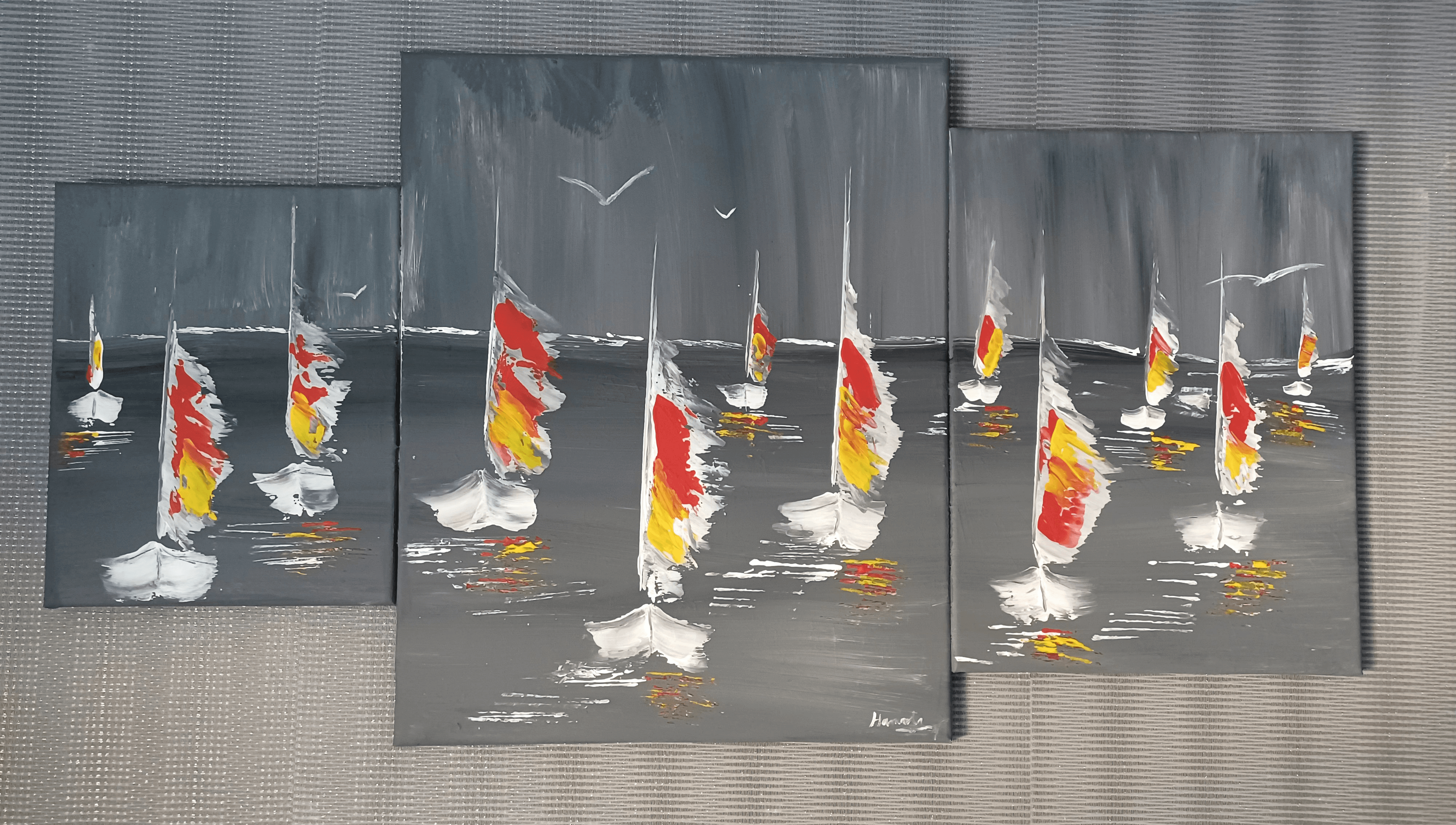Tableau peinture main marine