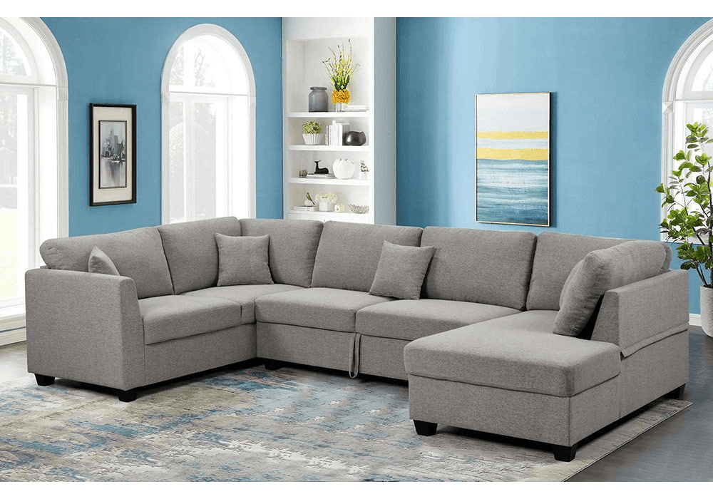 SALON D’ANGLE PANORAMIQUE AVEC COFFRE DE RANGEMENT / H-9176
LIGHTGREY - Photo 1