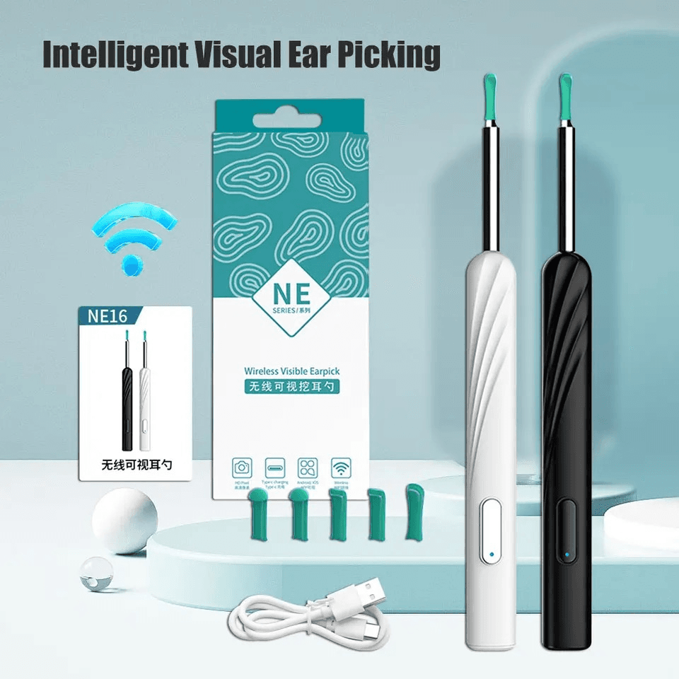 Nettoyeur d'oreille Wi-Fi sans fil avec lumière LED, outil
d'avertissement - Photo 1
