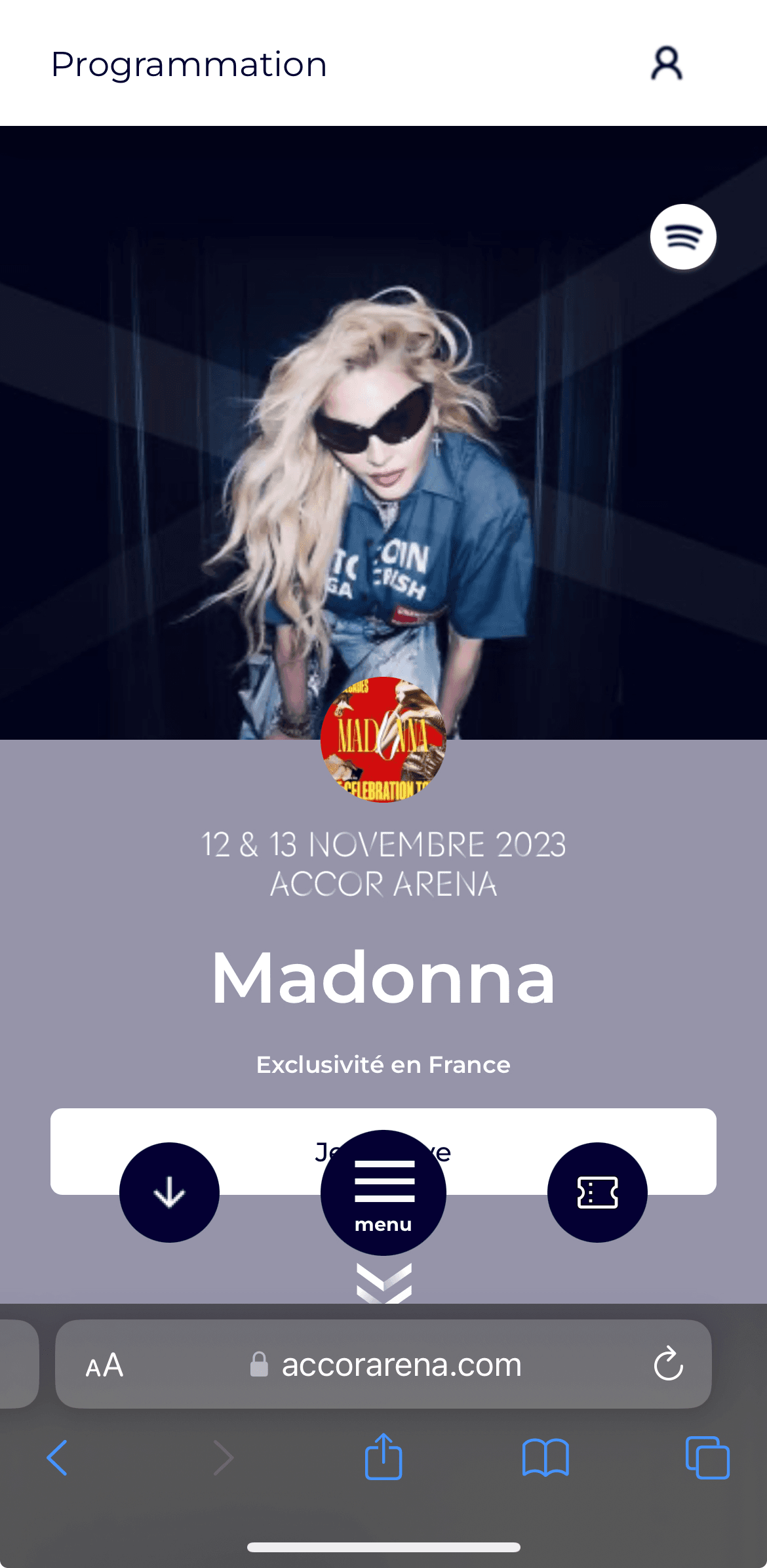 Place Madonna accor arena fosse 21/11 - Photo 1