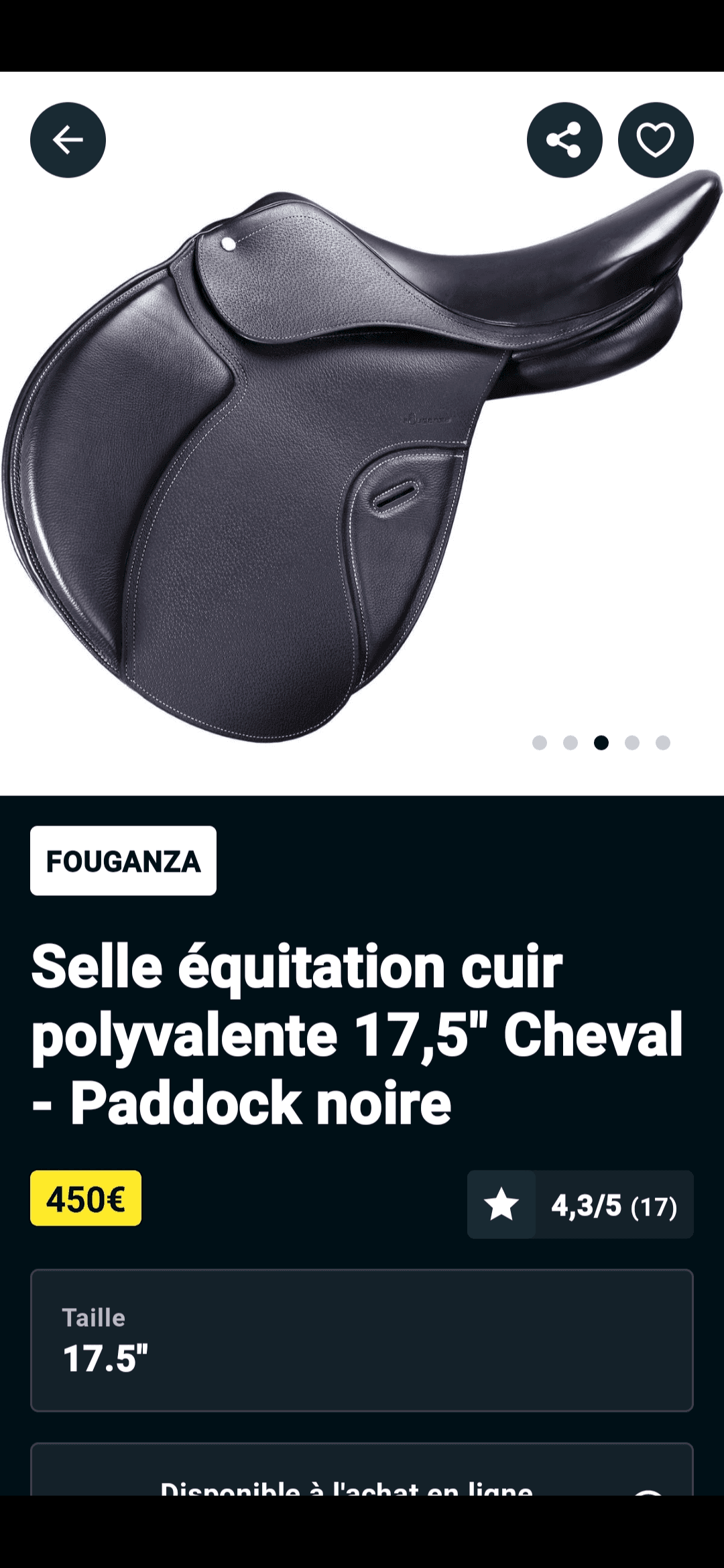 Selle Fouganza 17,5 pouces - Photo 1